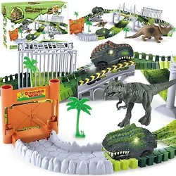 What an exciting adventure! Let the children build a wonderful world of dinosaurs by themselves. The car use dinosaur...