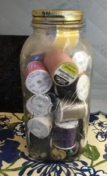 Vintage Ball Perfect Mason 12 Jar With Vintage White Buttons. Condition is Used. Shipped with USPS Priority Mail.