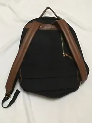 TOMMY BAHAMAS BLACK BACKPACK BAG WITH BROWN TRIM - approximately 16