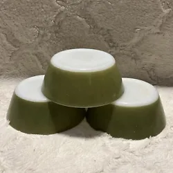 VTG Federal Glass Avocado Green Small 5” Bowl Cereal Soup X 3.