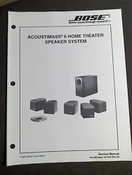 I am selling an BOSE Acoustimass 6 Service Manual Original Home Theater Speaker System.......   Item will be shipped...