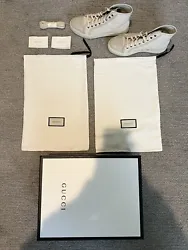 Gucci Beige GG Monogram High Top Sneakers Mens Size 5. Like new. Excellent condition. Original box, cloth storage bag,...