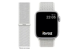 Ibroz Bracelet Nylon Loop Sport pour Apple Watch 7 / 6 / SE / 5 / 4 / 3 - 44mm - Blanc. Bracelet idéal pour la...