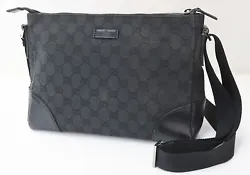 GUCCI Crossbody Shoulder Bag. Canvas and leather. Canvas has discoloration, fraying, stain, wear and rubbing....