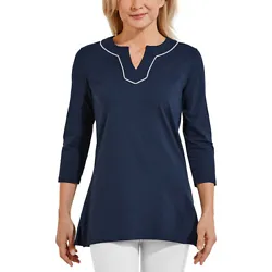 Inspired by our best-selling tunic top and dress, this technically elegant Women?s tunic features solid colors with a...
