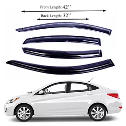 Hyundai accent 12-17. Keep rain and wind out while windows are open. 4 PCs Tape-on window visors. not for Hatchback....