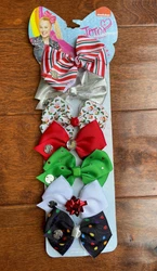 JoJo Siwa Hair Bows 7 Days small bow set. (See description). The first striped bow with red, green and whites stripes...