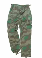GERMAN MILITARY STYLE SPLINTER TARN WWII CAMOUFLAGE PATTERN BDU TACTICAL 6 POCKET CARGO FATIGUE PANTS. BUTTON FLY...