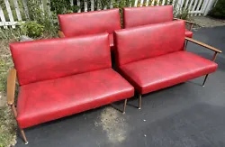 Vintage Mid Century Viko Baumritter fire engine red sectional sofa. I have 2 very cool sectional sets. Auction is for 2...