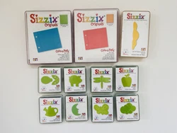 SIZZIX ORIGINALS GREEN & YELLOW Dies Lot of 6 - Cloud Moon Apple Pig Snow/Sand. Green Small Crescent Moon - 38-0275,...