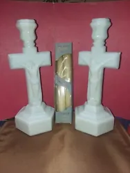(Each crucifix weighs 1 lb. on the box, indicating their considerable age.). Both the candles and box are in good...