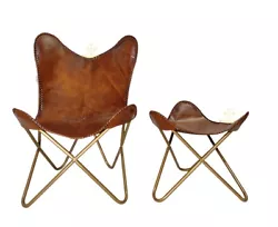 ✔️UTILISATION PARFAITE POUR - Chaise papillon à bras en cuir pour décoration dintérieur vintage - Chaise...