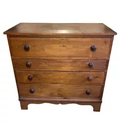 18th Century 4 Drawer chest with light finish. Dresser W/lots of character and large drawers. This early American chest...