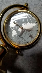 Small Solid Brass Desk Clock - runs, keeps time, new battery.