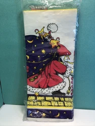 Great vtg Christmas Santa Claus Paper Table Cloth Mary Engelbreit 1987 USA XL, sealed