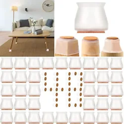 48 PCS Chair Leg Floor Protectors, Silicone Chair Leg Covers for Hardwood Floors, Furniture Pads with Felt Pads, Chair...
