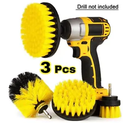 Three piece scrub brushes combo kit fits all cordless drills and impact drivers. Durable high quality nylon bristles...