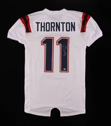 TYQUAN THORNTON NEW ENGLAND PATRIOTS SIGNED White CUSTOM STITCHED JERSEY Beckett.
