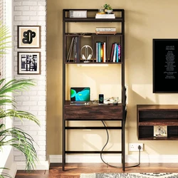 1 x Bookshelf. This bookshelf features top open shelves, 4 vertical storage space and large storagedrawer. AOGLLATI...