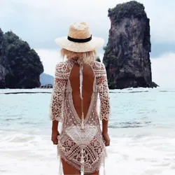 Features: This beach bikini cover up is made of crochet lace. The material is very soft and comfortable. This bathing...
