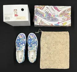 Up for sale is a brand new pair of Takashi Murakami Japan Vans Slip On LX multi color flower Blue Size 13 New. Included...