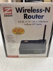 Zoom Wireless-N Router for LTE/4G/3G/Cable Internet Modem - Model 4501. New Sealed
