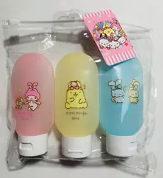 1 - Pompompurin Bottle 60ml (2oz)- yellow. 1 - Cinnamoroll Bottle 60ml (2oz)- blue. Features : Includes carry pouch.