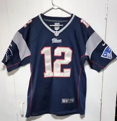 NFL New England Patriots Tom Brady 12 Nike On Field Jersey Size L Blue GOAT.  In good condition