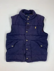 Vtg Polo Ralph Lauren Vest Mens Sz S Full Zip Puffer Jacket Navy Blue Down PonyHas some staining on front. No holes or...