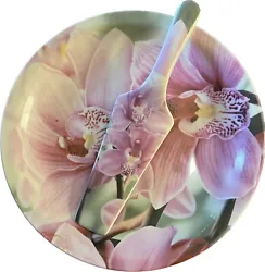 Beautiful Orchid design. Pie plate w/ server. Ceramic. Like new conditionno chips or cracks. Plate approximately 10.5...