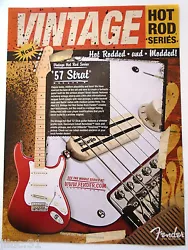 Affichette Fender stratocaster 57. affichette plastifiée rigide. 26,5 cm / 20 cm.