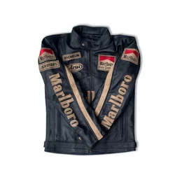 Great Choice for Motorbike Racing. Pure Cowhide Leather Jacket. Attractive style Jackets. All logos are in leather cut.