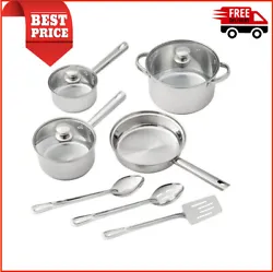 Stainless Steel 10pc Set, Kitchen Set, Cookware Set, Pots and Pans Set. • Pots, pans and utensils made from...
