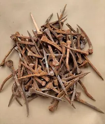 Lot of 100+ Used Horseshoe Nails. The photo is an example of what the nails look like. Nails may be slightly bent. The...