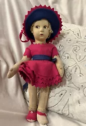 Nice, 16” Lenci girl. Beautiful hot pink dress and hat. Unfortunately, both of her shoes have issues and one is...