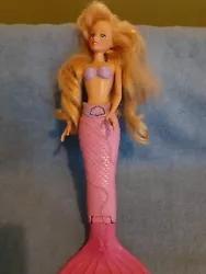 Fashion doll. Barbie ish. Looks like the back opens. So Im thinking she might swim. Sold as is.