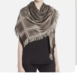 Gucci Beige/Brown Wool/Silk Square Shawl with Diamante Pattern 544615 9764. Gucci Beige/Brown Wool/Silk Square Shawl...