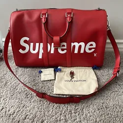 Louis Vuitton X Supreme Keepall Bandouliere 45 Travel Bag / Limited Edition.