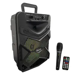 8-Inch 1500w Portable Speaker System PORTABLE SPEAKER: With and a retractable telescoping handle, this Bluetooth...