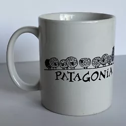 Patagonia Mug White Ceramic Sheep Farmer Farm White Black Coffee Cup Tea. Gently used condition. Plenary of life left....