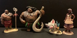 Disney Moana Playset Replacement - Maui / Pua & Hei Hei / Chief Tui / Sina - PVC Figures. Maui’s hook is loose....