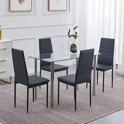 Dining Chairs 【Tempered Glass Table Top】A great combination of top quality tempered glass and rust-resistant. In...