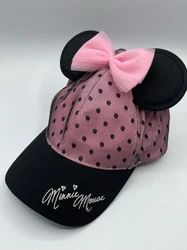 Disney Parks, Minnie Mouse Hat with Ears. Pink and Black tulle bow. Adult Hat/Cap with adjustable back. Like new...