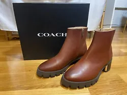 Coach Womens Chrissy Leather Round Toe Mid-Calf Boots Shoes.
