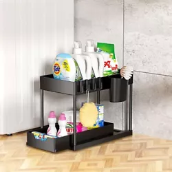 Wide Application - Multifunctional under sink organizer can be used as bathroom toiletries storage, kitchen spice rack...