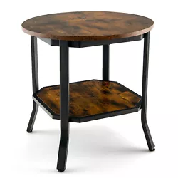 Color: Rustic Brown + Black  Material: Engineered Wood, Metal  Product Dimension: 19.5