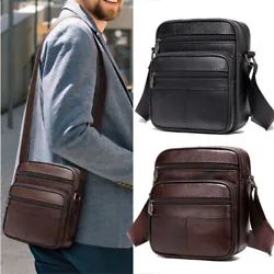 Material: Genuine Cowhide Leather. Internal Structure: Main bag ,zipper bags. Features: Adjustable Strap. Capacity:...