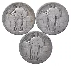 Lot of 3 - 1916 or 1917 Type 1 Reverse! Standing Liberty Quarter - Mystery 935. If you ever have a problem, we want to...