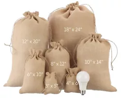 Burlap Bags with Natural Jute Drawstring. - Natural burlap color. - Eco-friendly, reusable, and recyclable burlap bags....
