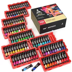 Unleash your creativity with the ARTEZA Acrylic Paint Set, 100 Colors. The heavy-body consistency of the paints is...